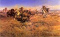 Ejecutando Buffalo indios vaqueros americanos occidentales Charles Marion Russell
